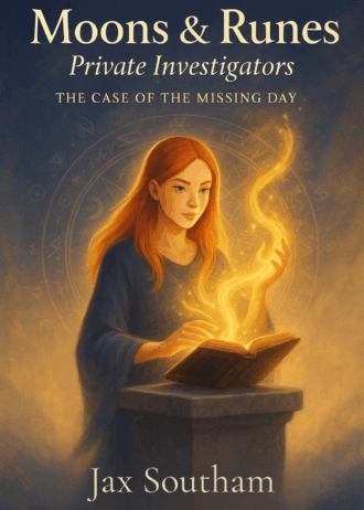 Moons & Runes: The Case of the Missing Day Book cover. By Jax Southam